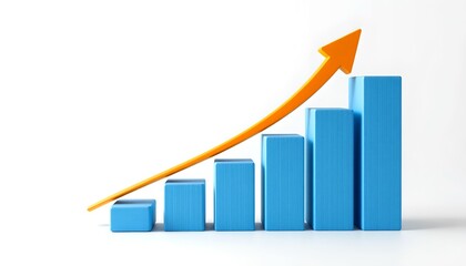 a chart showing upward financial growth with an orange arrow