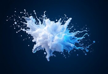 Abstract Splash of White and Blue on Dark Background for Design