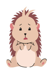 Lovely hedgehog. Cute funny wild forest animal. Prickly cartoon character. Vector isolated illustration