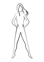 Female silhouette. Woman body outline icon. Girl figure in line style. Sign for wellness center, sport or beauty salon and spa. Vector isolated illustration