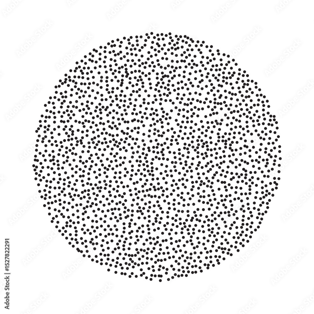 Wall mural stipple dotted round shape. vector grainy noise textured circle design element