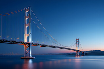 Fototapeta premium Golden Gate Bridge at Dusk: A Stunning Panoramic View