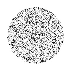 Stipple dotted round shape. Vector grainy noise textured circle design element