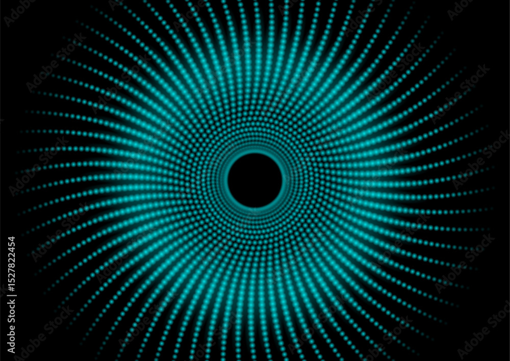 Poster blue neon spiral circular dotted lines abstract tech background. geometric futuristic vector design