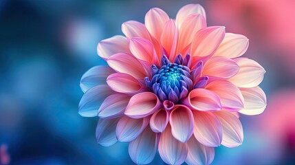 A vivid gradient flower blending pink and blue hues