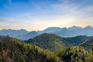 mountain landscape with fog