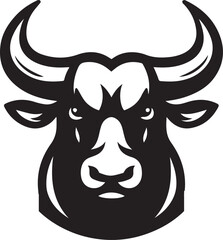 Minimalist Black and White Bull Vector Illustration