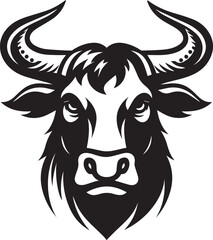 Minimalist Black and White Bull Vector Illustration