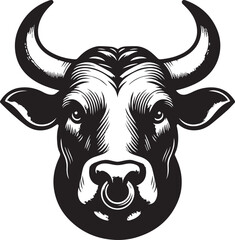 Minimalist Black and White Bull Vector Illustration