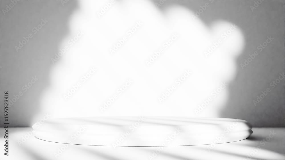 Poster 3d rendering of empty white podium background with abstract shadow for product display