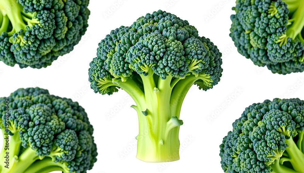 Poster fresh broccoli florets arranged in a visually appealing pattern. the vibrant green color of the broc