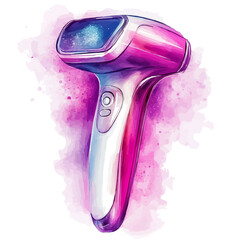 Laser Hair Removal Device, watercolor drawing vector, high quality, isolated on a white background.