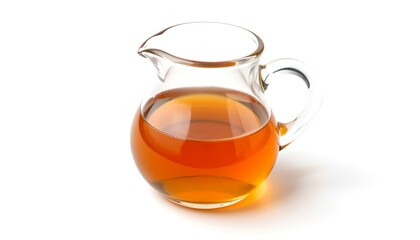 A simple image of a clear glass pitcher filled with golden tea