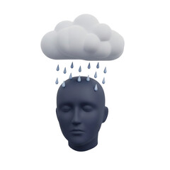 3D Head under rain cloud