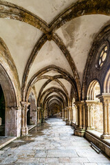 Gothic romanesque cloister of old Coimbra Cathedral, Se Velha de Coimbra in Portugal