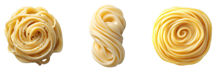Set of various Perfectly Twirled Pasta isolated on transparent background