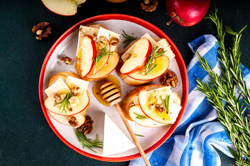 Autumn Apple Brie Crostini with Walnuts and Honey