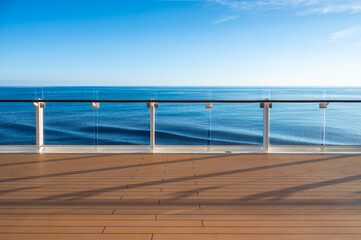 Cruise Ship Promenade Deck with Railing