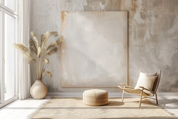 Minimalist abstract art piece on a blank wall