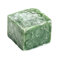 Obraz premium Large Rough Green Soapstone Cube on Transparent Background