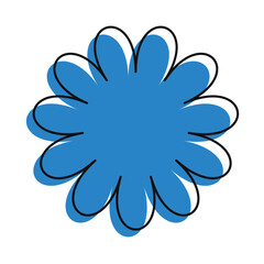 Flat blue bloom featuring minimal lines and hand-drawn texture. A stylized daisy with soft geometric rhythm.