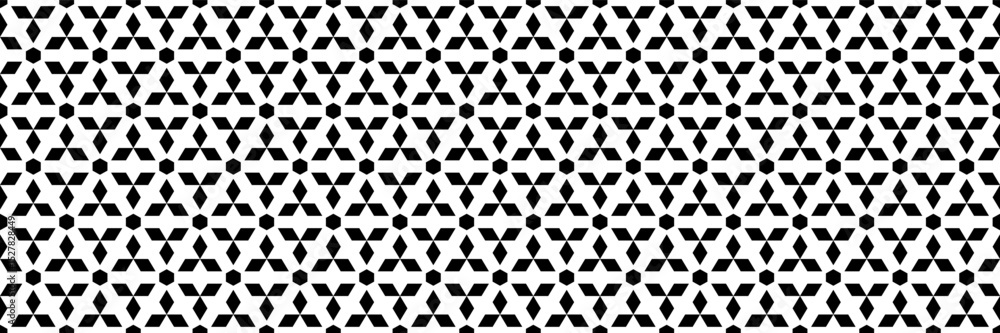 Poster horizontal seamless of black diamond shape and hexagon design for pattern and background.