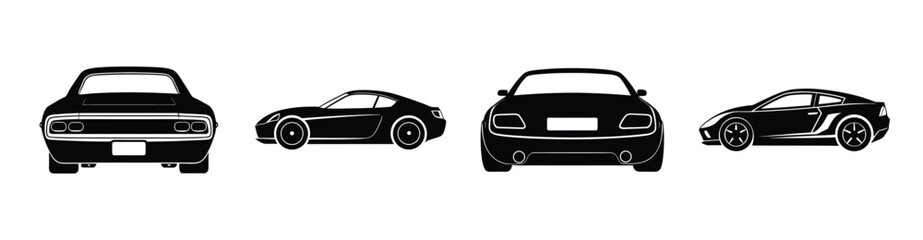 Futuristic sports car silhouette vector on white background