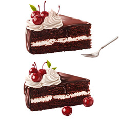 chocolate cake with cherry cartoon ,isolated on transparent background png