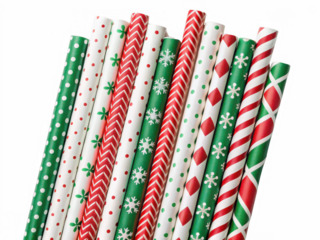 festive paper straws png holiday paper straws png  party straws png festive drink straws png seasonal disposable straws png decorative straws png transparent background image