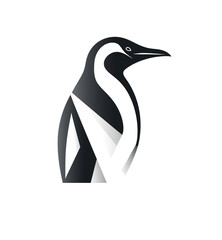Modern black penguin logo on white background