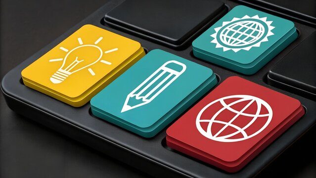 Vibrant Geometric Education and Idea Icons