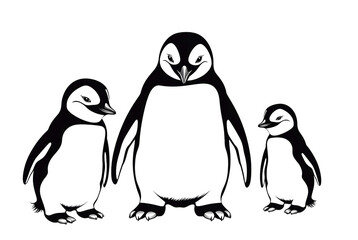 Cute cartoon family penguins