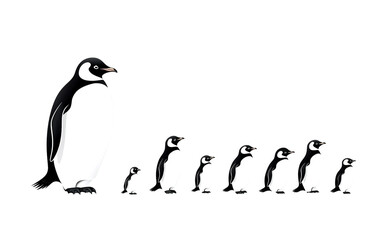 Obraz premium Cute cartoon family penguin drawing