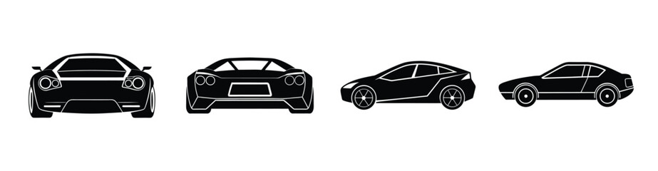 Bold sports car silhouette vector on white background