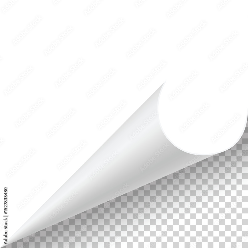 Poster curled paper corner. curve page corner, page edge curl and bent paper sheet with realistic shadow. p