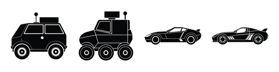 Performance sports car silhouette vector on white background