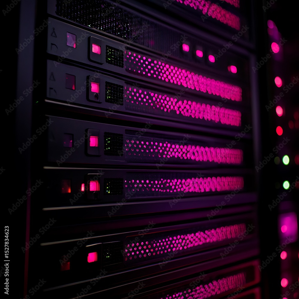 Poster a close up shot of a computer server rack