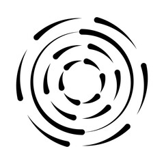 Halftone speed lines circle. Geometric art in circle form. Round swirl movement symbol. Halftone circular frame. Vector design element