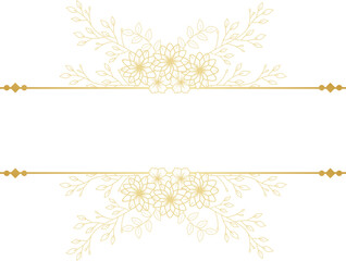Gold Flower Line Art Frame Border