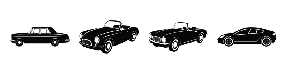 High-end sports car silhouette vector on white background