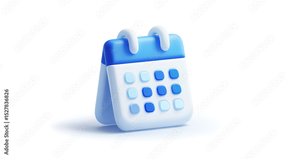 Fototapete 3d render of a blue calendar icon perfect for scheduling and time management applications