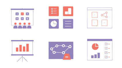 Presentation slides showcasing various charts graphs and data visualizations in a modern style