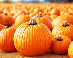 A field containing many vibrant orange pumpkins ready for harvest