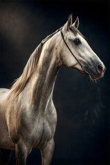 Obraz premium Elegant horse portrait on dark background
