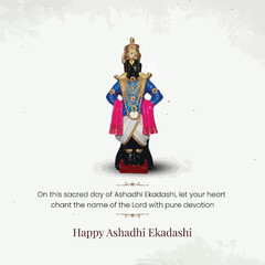 Naklejka premium Happy Ashadhi Ekadashi, Vitthal Murti Illustration