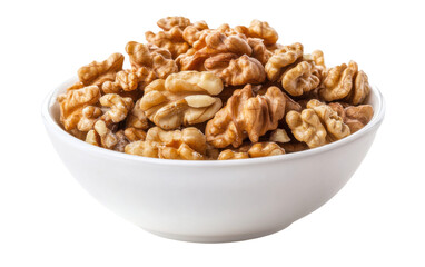 Obraz premium Bowl of walnuts is sitting on a white background