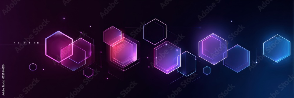 Poster Futuristic Blockchain Structure Infographic Featuring Chain Icons and Node Links in a Vibrant Gradient Design