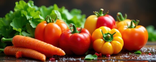 Vibrant vegetables rinsed under clean water spray , ingredients, garden