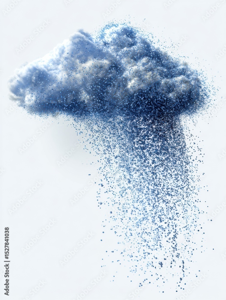 Aufkleber Cloud System Error Symbol Transforming Into Particles Resembling Rain With a Soft Upper Margin