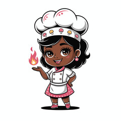 chibi female chef vector